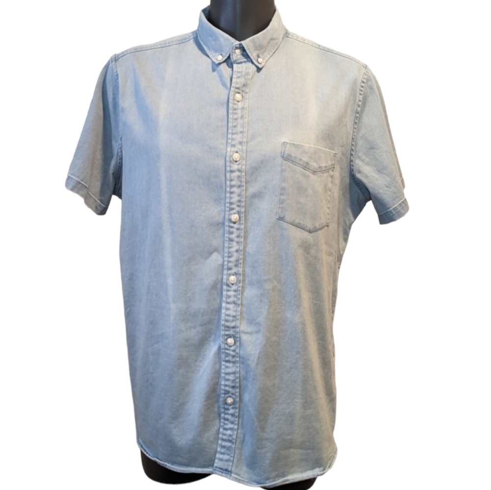 RW&CO Light Blue Denim Button Down Shirt Slim Fit XXL